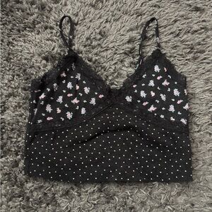 Aeropostale Black Floral Crop Top